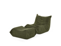 Sillón Puf Con Respaldo Y Reposapiés - Sofá De Suelo Cómodo De Terciopelo - Verde