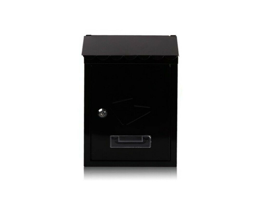 Buzon exterior negro de metal para paqueteria correo de pared kmt