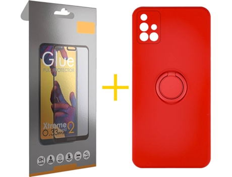 Carcasa + Protector de Pantalla para Samsung Galaxy A71 SKYHE Rojo