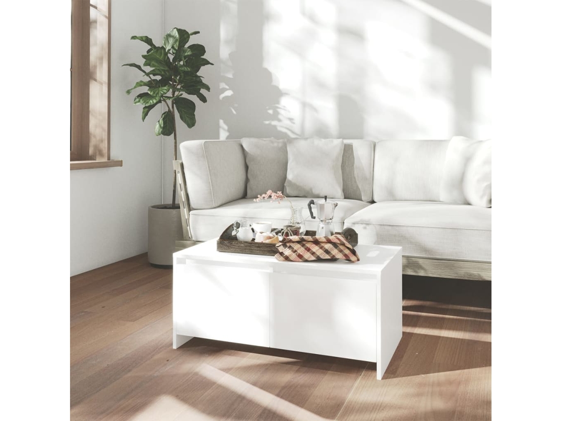 Mesa De Centro Madera Contrachapada Blanco 90x50x41,5 Cm