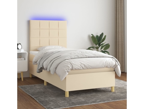 VIDAXL Colchón con somier/LED (Beige - Tela - 90 x 190 cm)