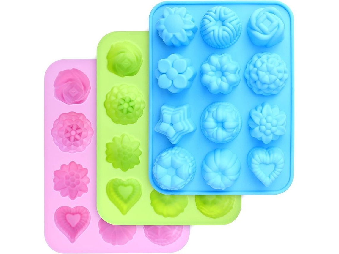 2026altiro-moldes De Silicona De Grado Alimenticio Con Flores Y Corazones, Paquete De 3 Unidades, Antiadherentes Para Pasteles, Chocolate, Gelatina Y Helados.
