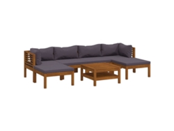 vidaXL Muebles de jardín 7 pzas cojines madera maciza de acacia