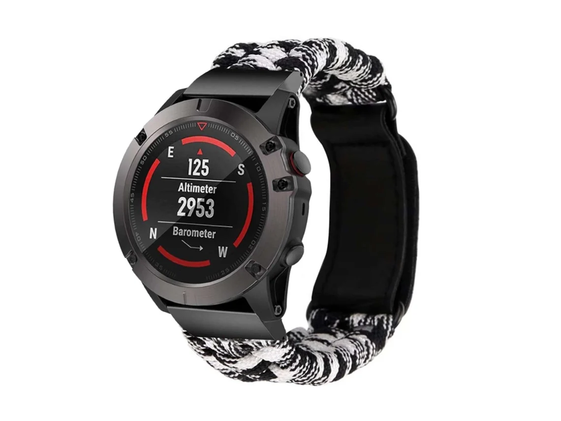 Correa Pulsera Fio Trenzado para Garmin Enduro Negro y Blanco