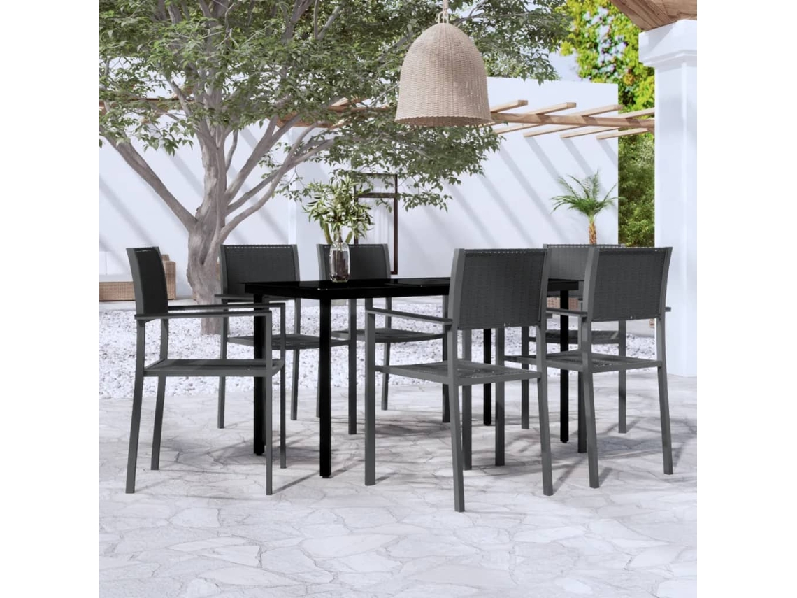 Juego de comedor de jardín de 7 piezas DKD Home Decor en negro