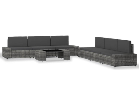 Conjunto 7 de muebles de jardín VIDAXL ratán sintético gris