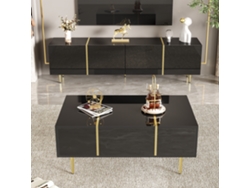 Mueble de TV Mobrio de 170 cm con 4 puertas de MDF negro