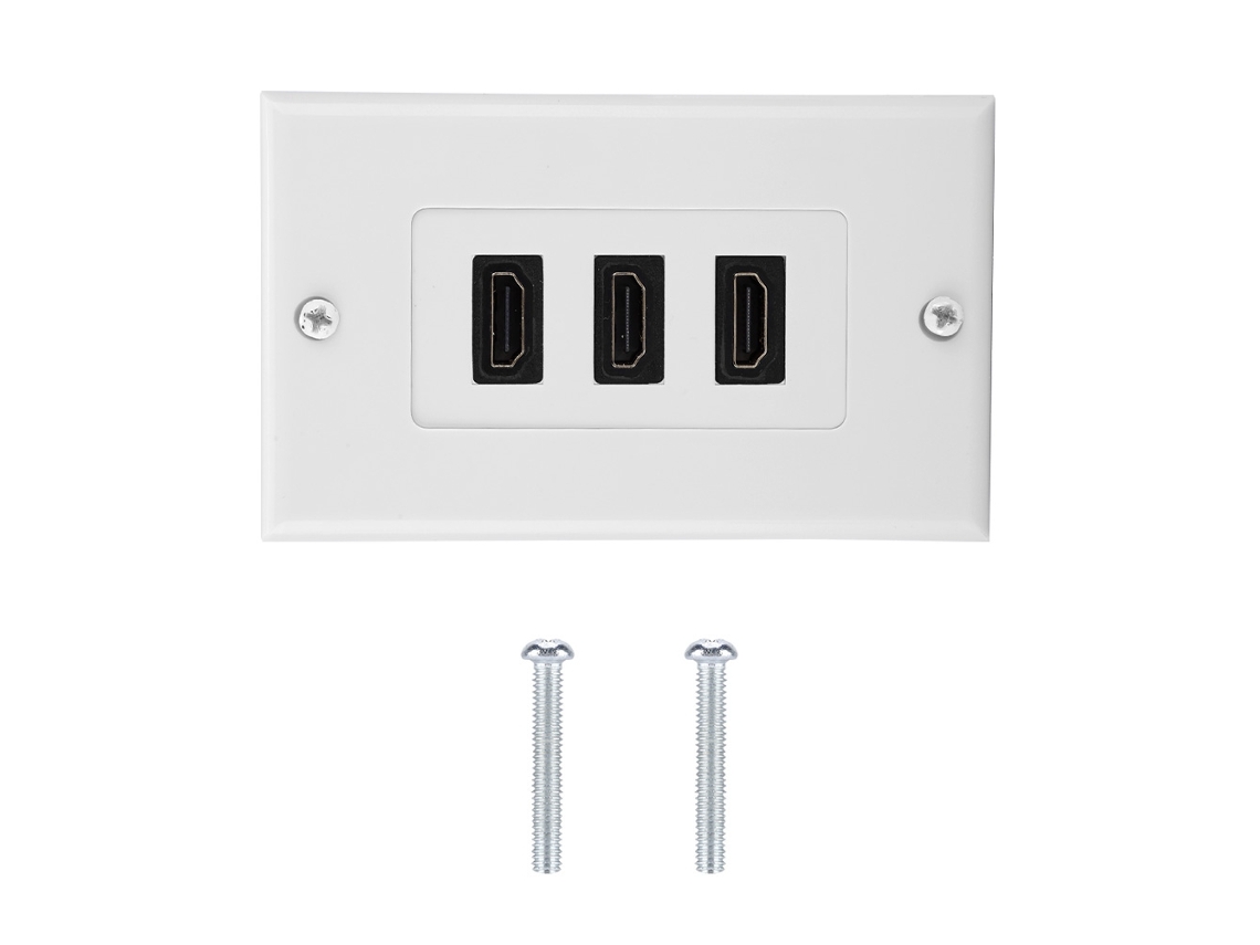 Adaptador De Panel Hdmi Hd De 3 Puertos Tomacorriente Con Concentrador Usb, Conector Hdmi Y Kit De Instalación.