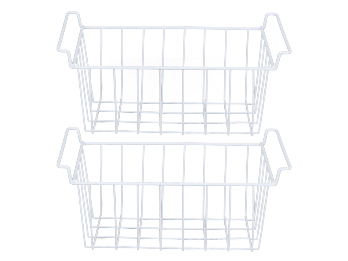 2 Cestas De Alambre Para Congelador Con Asas, Organizador De Almacenamiento Grande De 47,5 X 24,5 X 20 Cm.