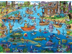 Rompecabezas de Cobble Hill Doodletown "Gone Fishing", 1000 piezas, cartón