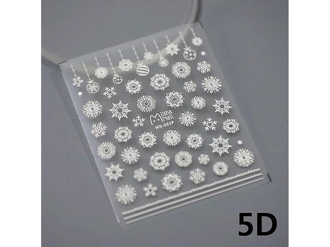 Pegatinas De Uñas Láser 3d Con Diseño De Copo De Nieve Navideño De Invierno, Diamantes De Imitación Y Purpurina, Calcomanías Autoadhesivas 5d Para Manicura.