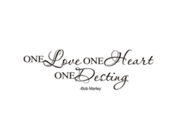Adhesivo de pared Baok con la frase "Un amor, un corazón, un destino" para la decoración del dormitorio y la sala de estar.