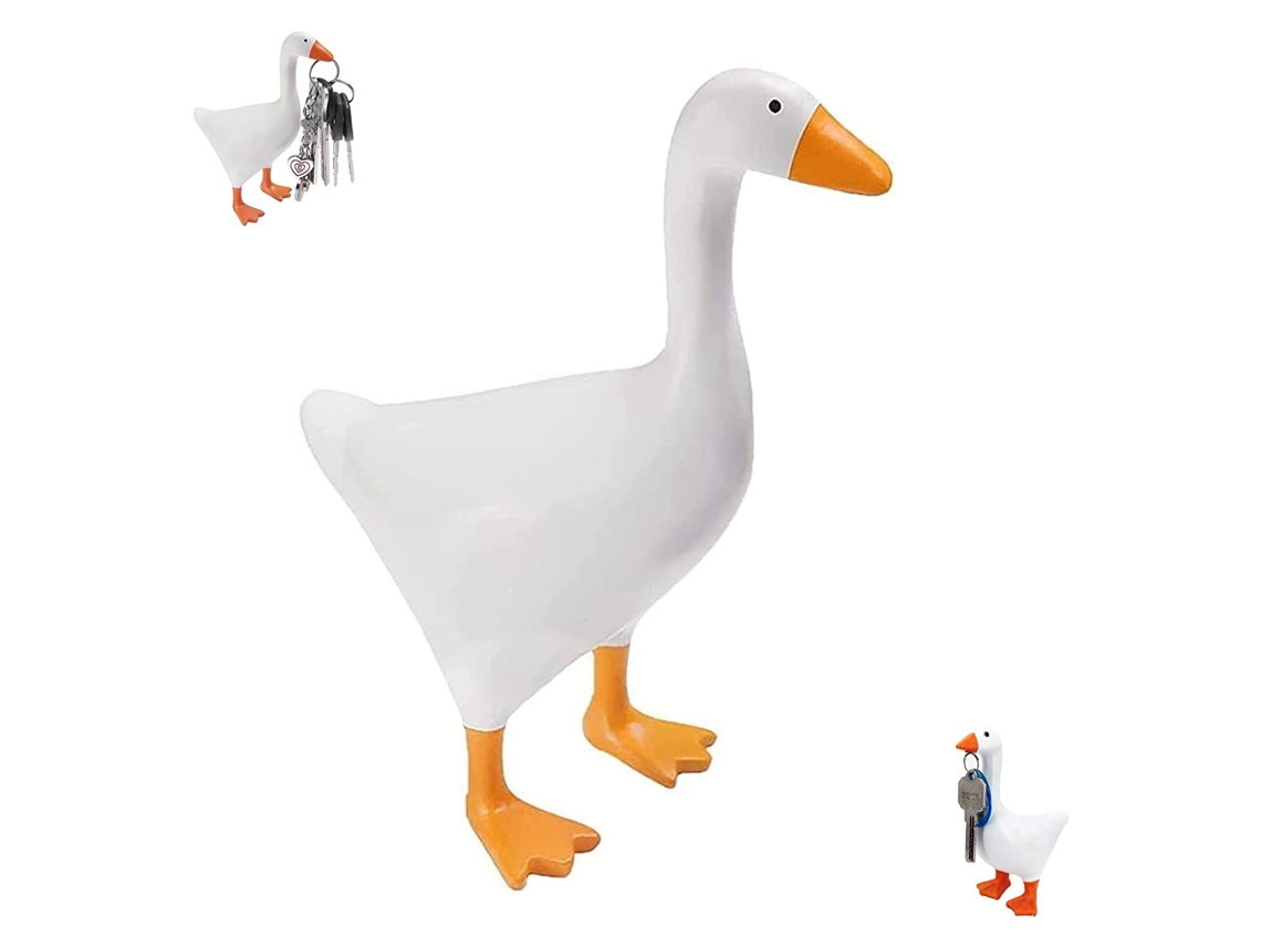Llavero Magnético Con Forma De Pato Blanco En Resina Decorativa Con Ganso Para Llaves.