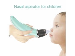 Aspirador nasal eléctrico para bebés, verde, succión suave, antirretorno, fácil limpieza en casa.