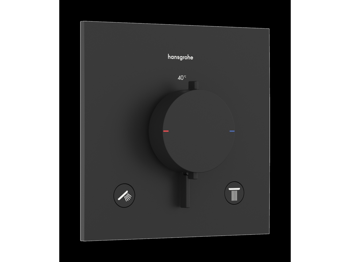 Termostato empotrado Hansgrohe Ecostat Comfort para 2 usuarios, 33711670, color negro mate
