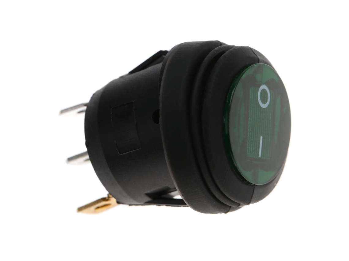 10 Interruptores De Equilibrio Redondos Impermeables Con Led, 12 V Cc, 3 Pines, 20 Mm, Color Verde.