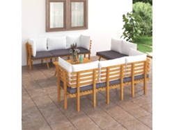 Conjunto de jardín de 8 piezas con cojines de acacia maciza DKD Home Decor