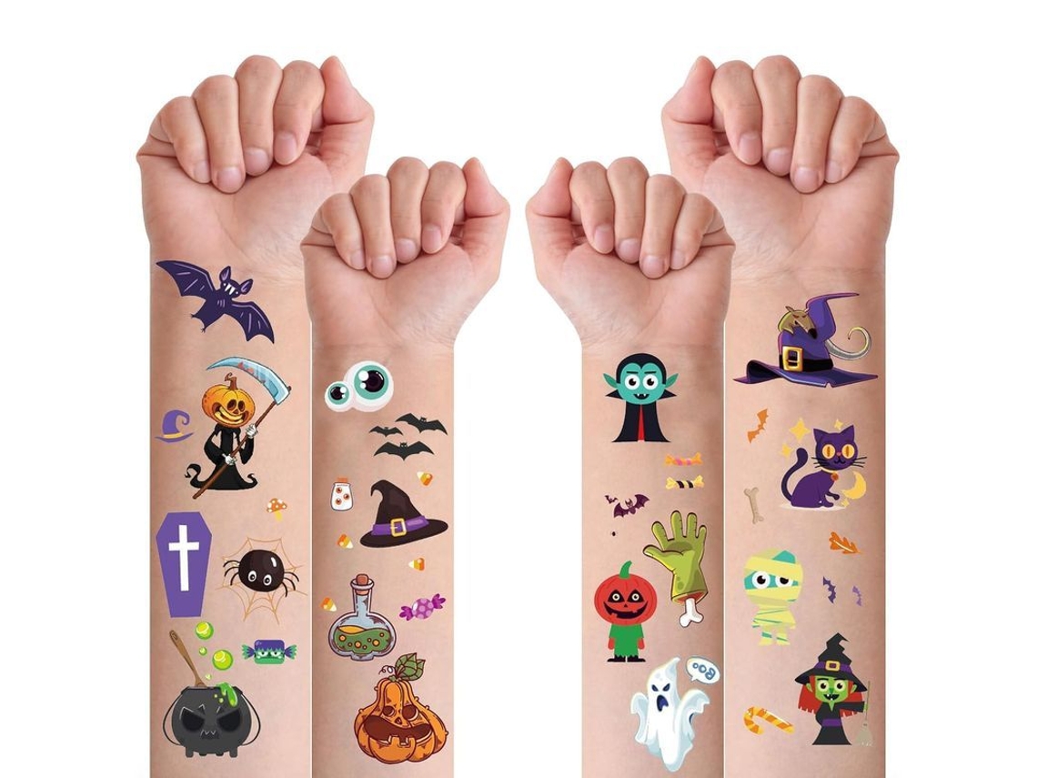 298 Tatuajes Temporales De Halloween Para Niños, Pegatinas Falsas Surtidas De Halloween