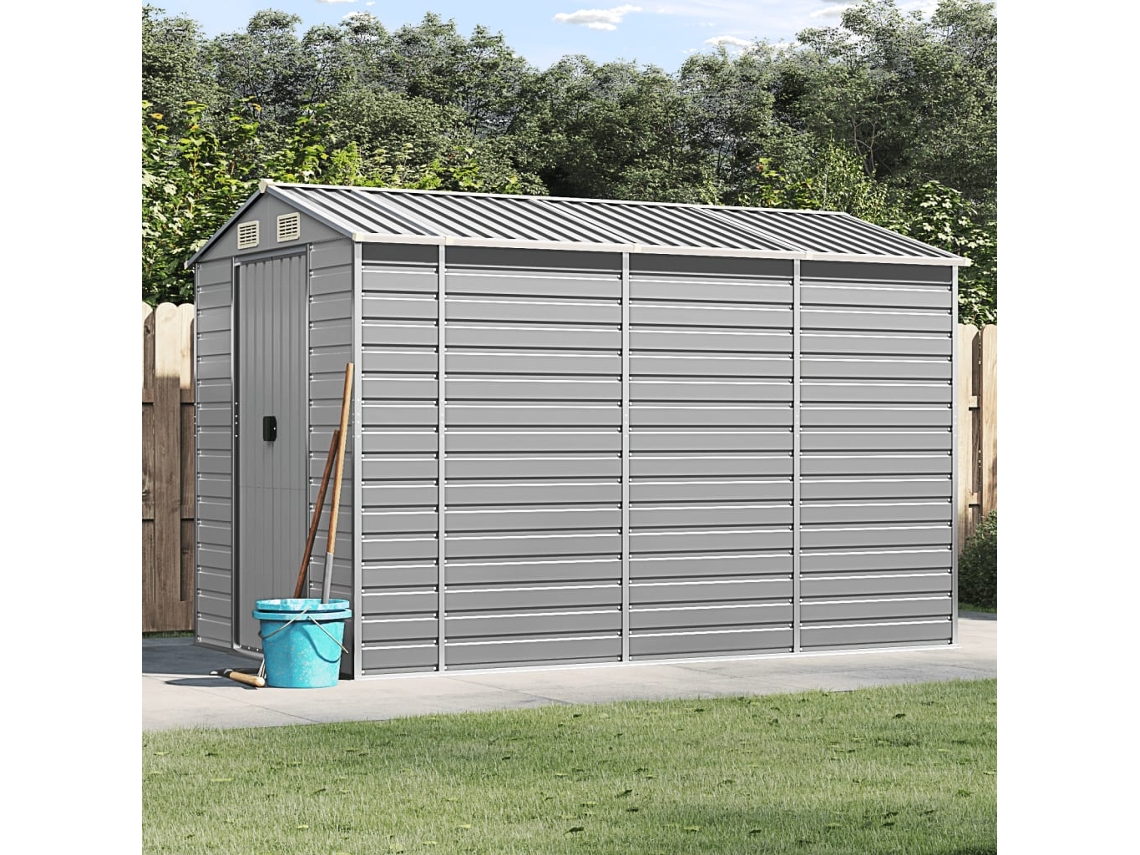Caseta de jardín 191x300x198 cm acero galvanizado gris claro LOVELY HOME