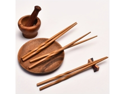 Juego de cinco pares de palillos de bambú natural, estilo chino, utensilios de cocina y accesorios para la mesa. Mdug