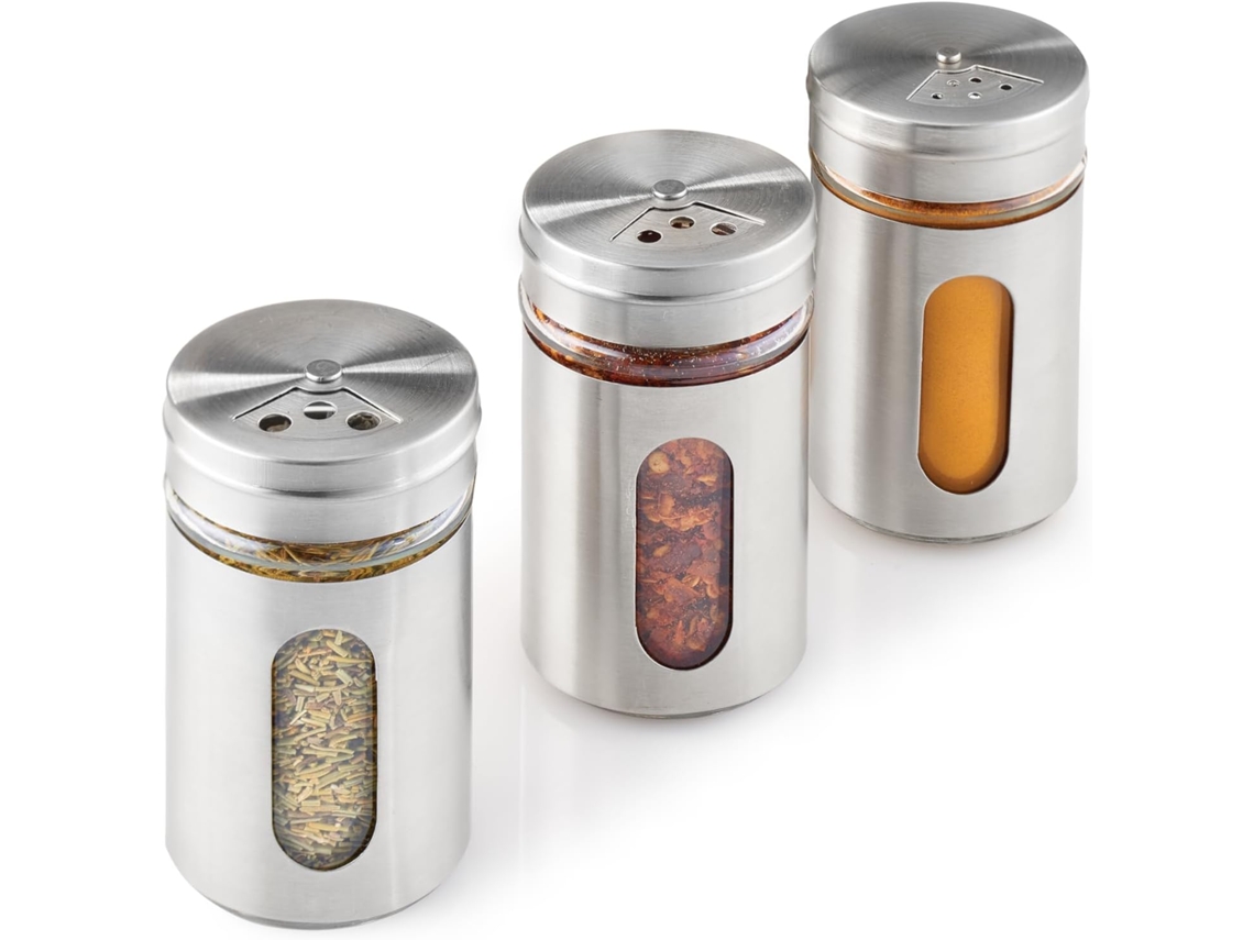 Jarros Conjunto De 3 Mezcladores De Especias, 100 Ml, Acero Inoxidable, Vidrio