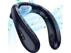 Ventilador de cuello portátil, aire acondicionado, 5200 mAh, tipo C, recargable, flujo de aire de 360°, pantalla LED, portátil, 3 velocidades, color negro, CHRONUS
