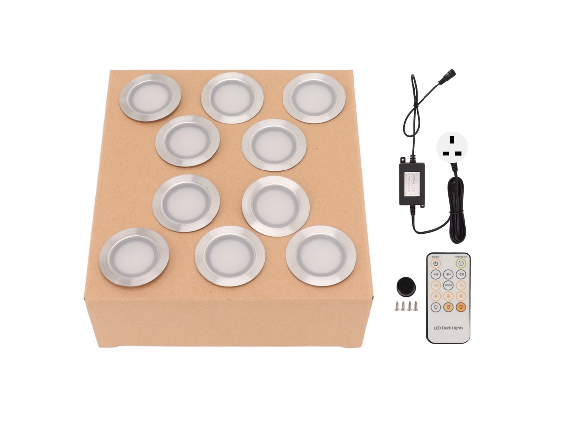 2026-kit De 10 Luces Led Para Deck 0.8w Acero Inoxidable 304 Ip67 Impermeable Empotrado 90-265v Plug Uk