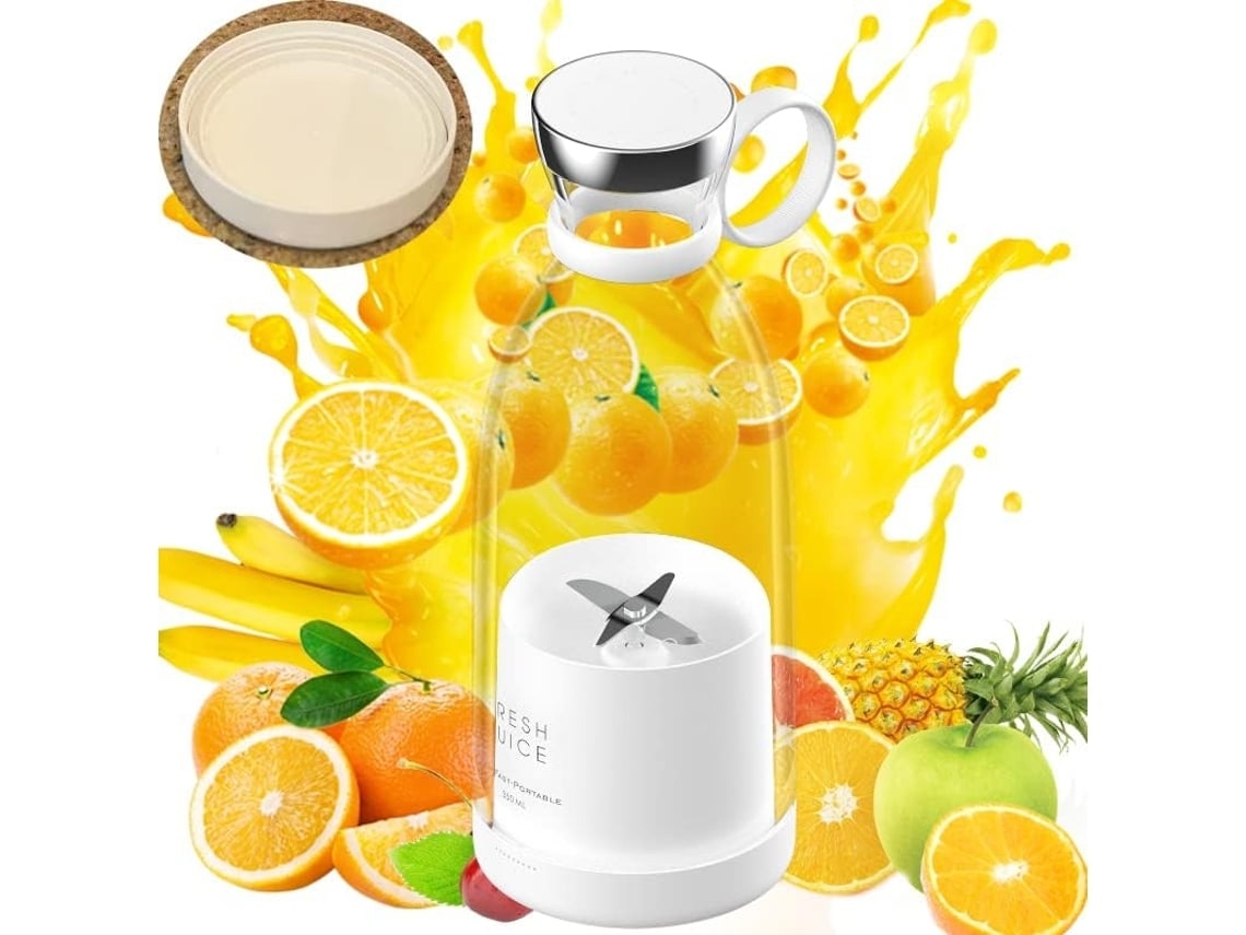 Batidora Portátil Batidora De Tamaño Personal 350ml Smoothies Y Batidos Usb Recargable Exprimidor Vaso Gusshious Blanco