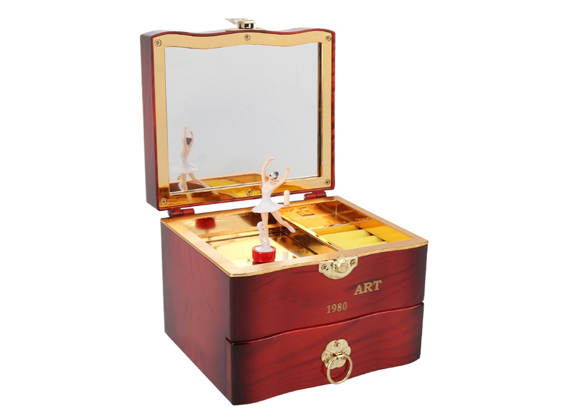 Caja de música para joyas con bailarina giratoria