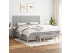 Cama Box Spring Con Colchón Tela Gris Claro 200x200 Cm