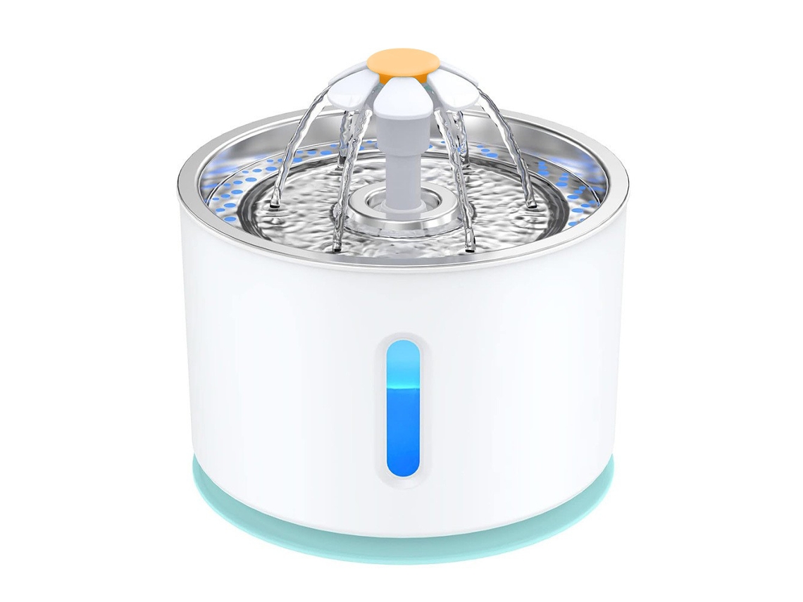 Bebedero automático para gatos con luz LED, capacidad de 2,4 L, interfaz USB y funcionamiento silencioso. Mdug (cian)