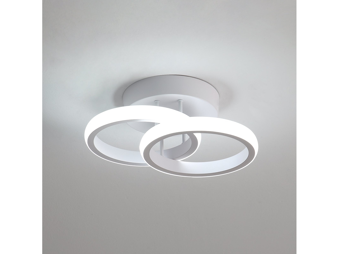 Candeeiro de Teto de 22 W Design Criativo de 2 Rings Luz Branca Fria de 6000 K