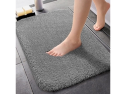 Alfombrilla de baño antideslizante de 50x80 cm, microfibra ultra absorbente, lavable a máquina, suave, gris.