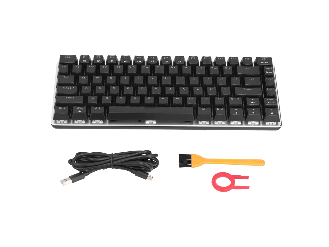 Teclado Mecânico Gamer Ak33 Switch Azul 82 Teclas Fio 5 Núcleos Rgb Prata Preto Para Pc