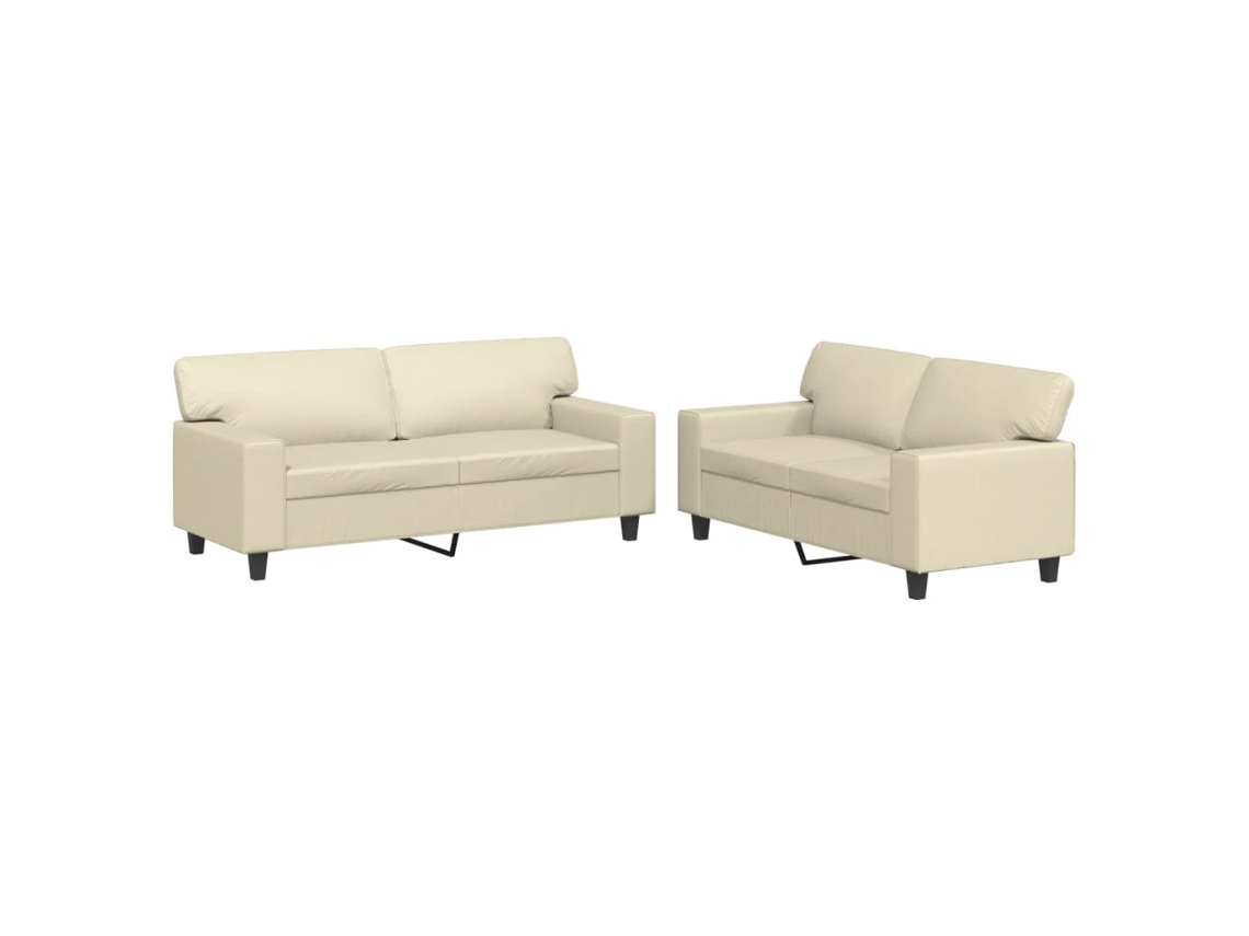 Maison Exclusive - Juego De Sofás 2 Piezas Cuero Sintético Color Crema