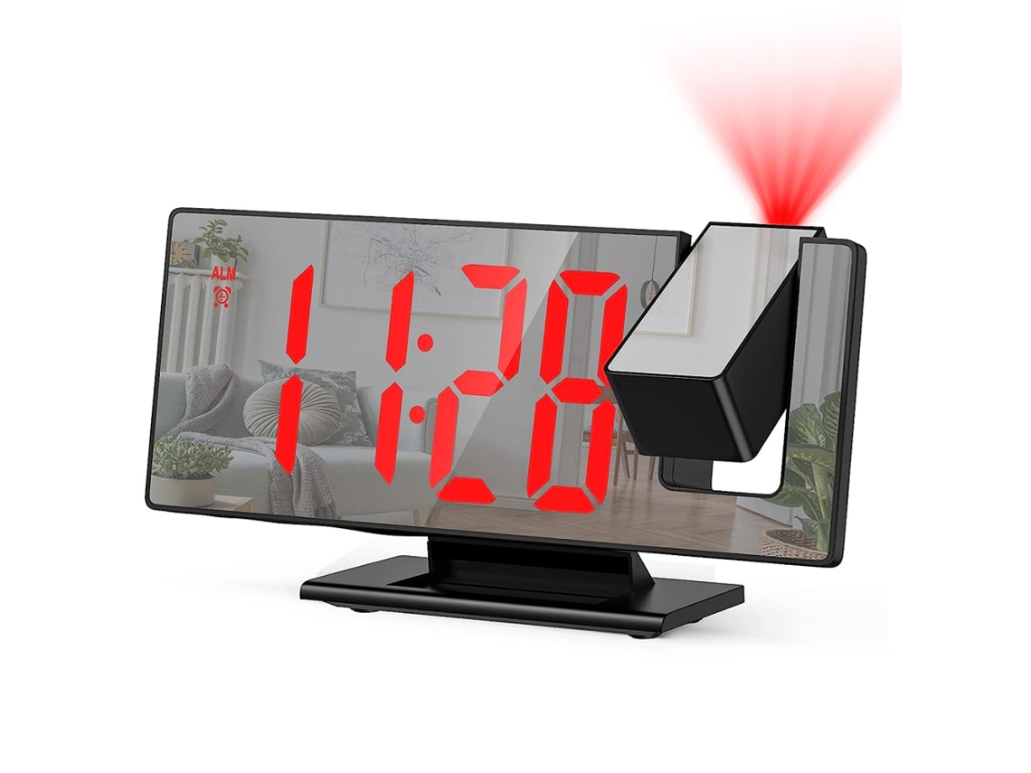 Despertador con Proyección, LED Grande, USB, Snooze, Memoria, 12/24H NEVEANCE