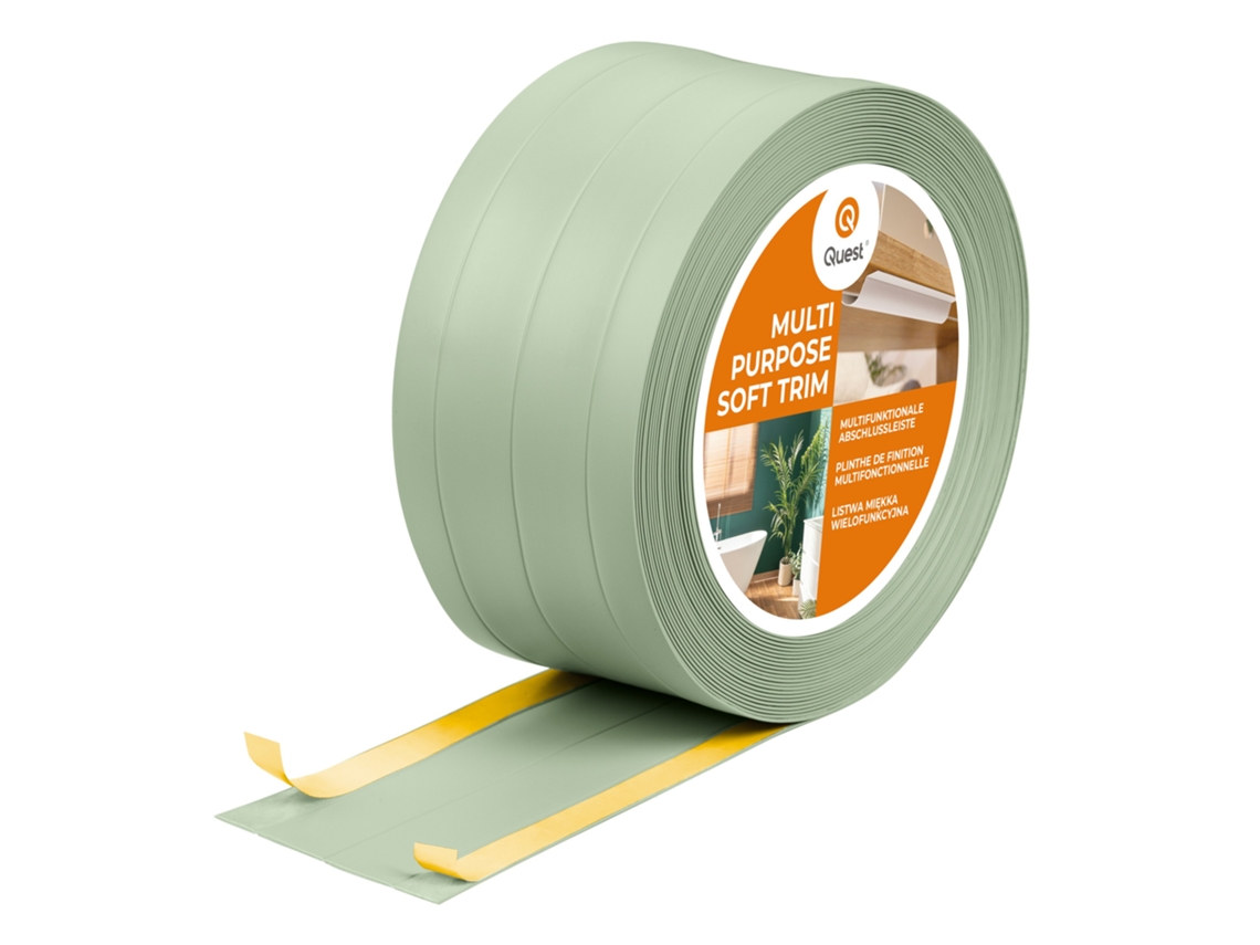 Zócalo de PVC W3 4 en 1, 1 x 95 mm, 15 m, autoadhesivo, para cubrir suelos y paredes, flexible, color verde Chiaro Quest