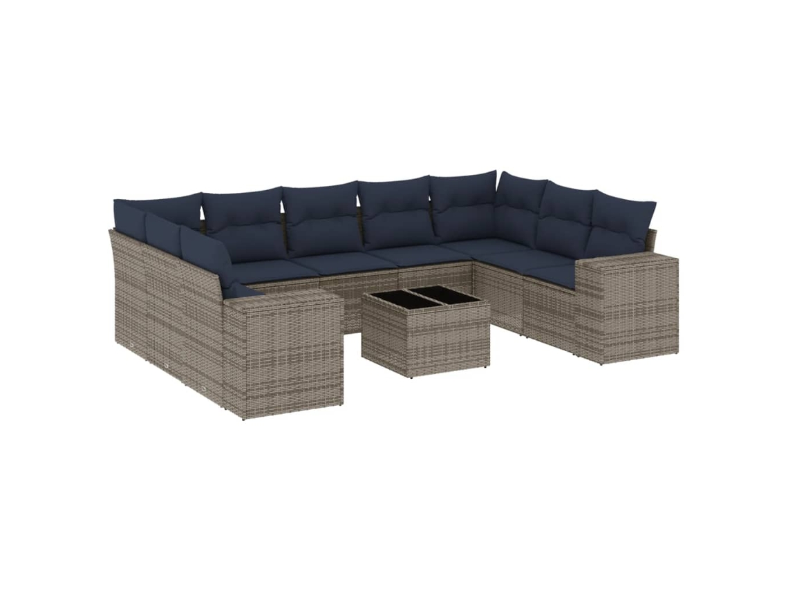 Maison Exclusive - Conjunto De Sofá De Jardín De 10 Piezas Con Cojines, Poliratán Gris