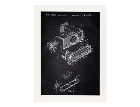 Póster NACNIC con Patente de Camara Polaroid. con Diseño de Patente Antigua
