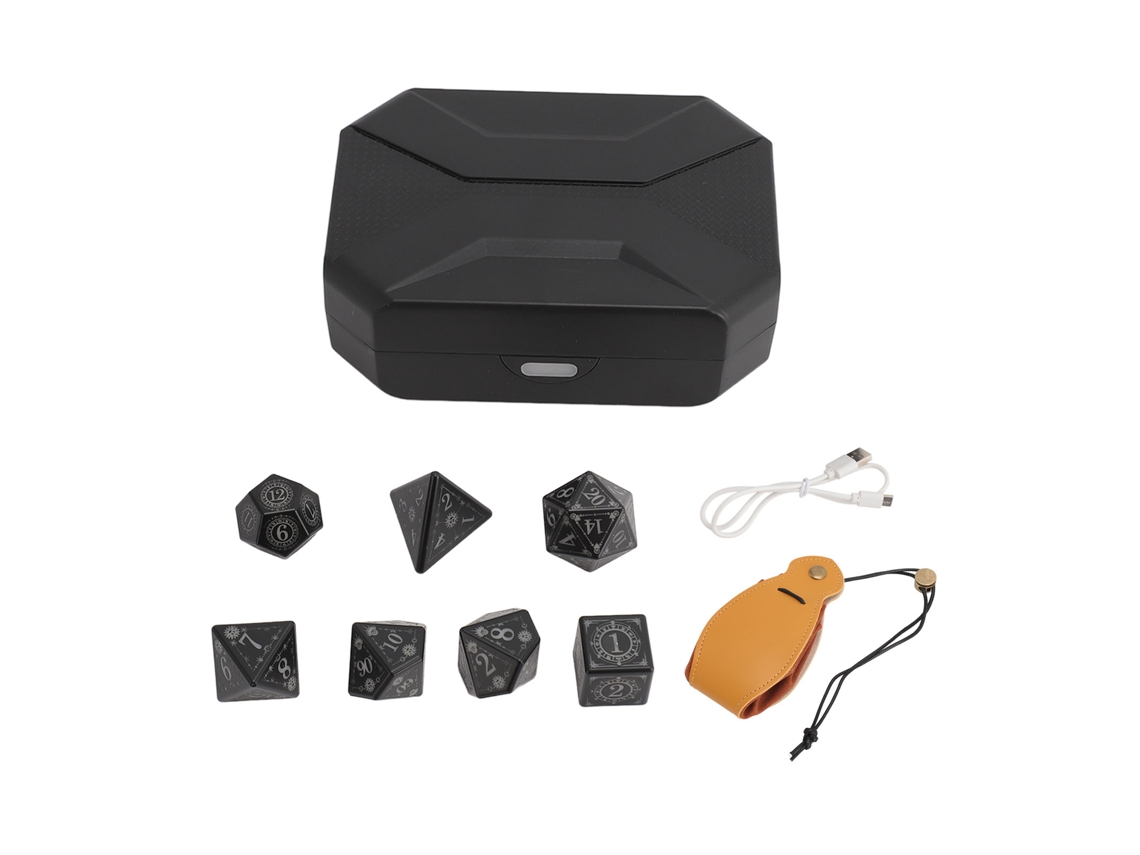 Juego De 7 Dados Led Recargables Con Luz Brillante Y Bolsa De Almacenamiento Para Juegos De Rol Y De Mesa.