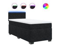 Maison Exclusive - Cama Box Spring Con Colchón Cuero Sintético Negro 90x190 Cm