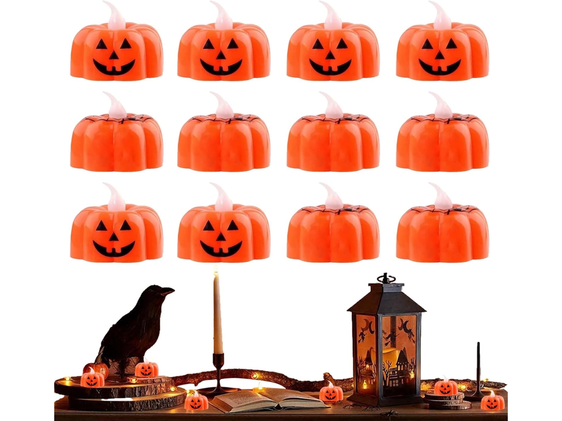 Velas LED eléctricas con luz intermitente, sin llama, 12 luces LED para Halloween, Ide Gokoco