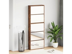 Mueble Zapatero | Armario Zapatero Y Espejo 5 Niveles Roble Ahumado 63x17x169,5 Cm