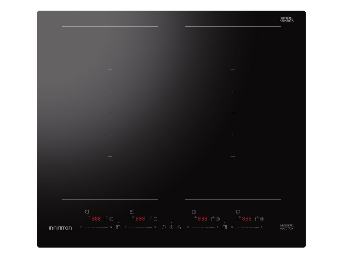 Placa Inducción INFINITON INDF8BK74G38, 8 Zonas, Ancho 60 cm, Función Boost, Touch Control