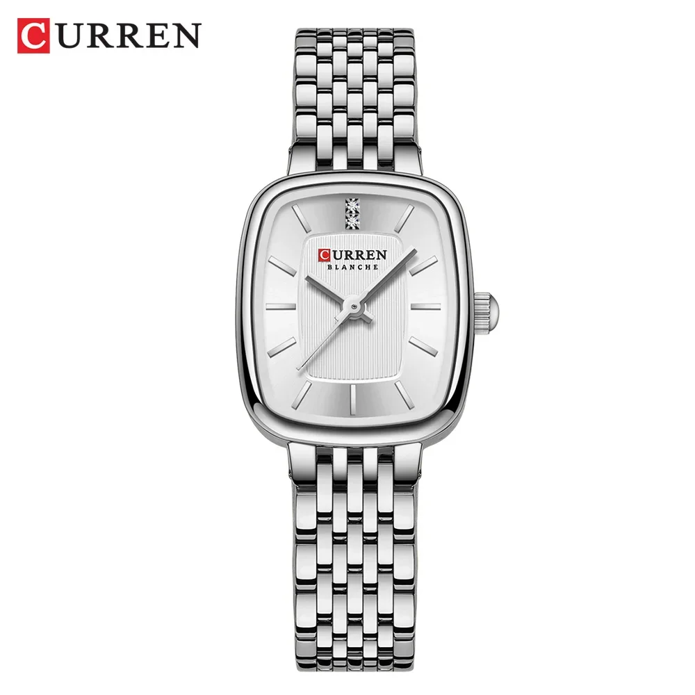 Reloj De Moda Para Mujer (blanco Plateado), Correa Sencilla De Acero Inoxidable.