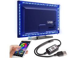 Juego de luces LED de 1 m - Sí - Elfeland 5V 5050RGB Color TV Retroiluminación con tira de luz ambiental inteligente, USB, Bluetooth