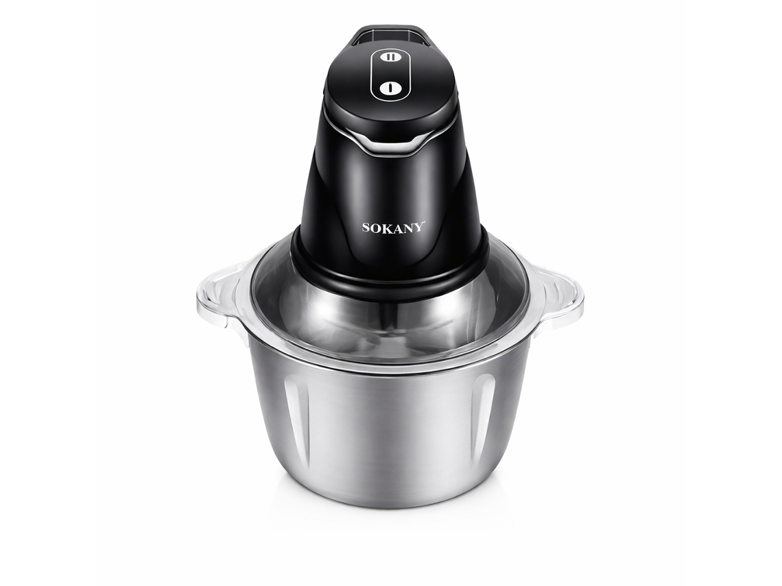 Picadora De Carne E Alimentos 400 W 2l Sokany Sk-7020 Preto + Prateado