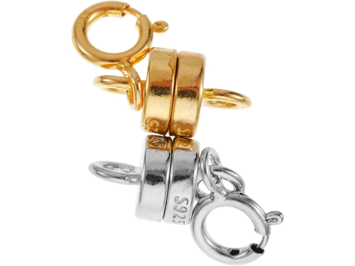 Cierres Magnéticos En Plata S925, Juego De 2 Pares, Cadenas De Extensión Ajustables En Platino Blanco Y