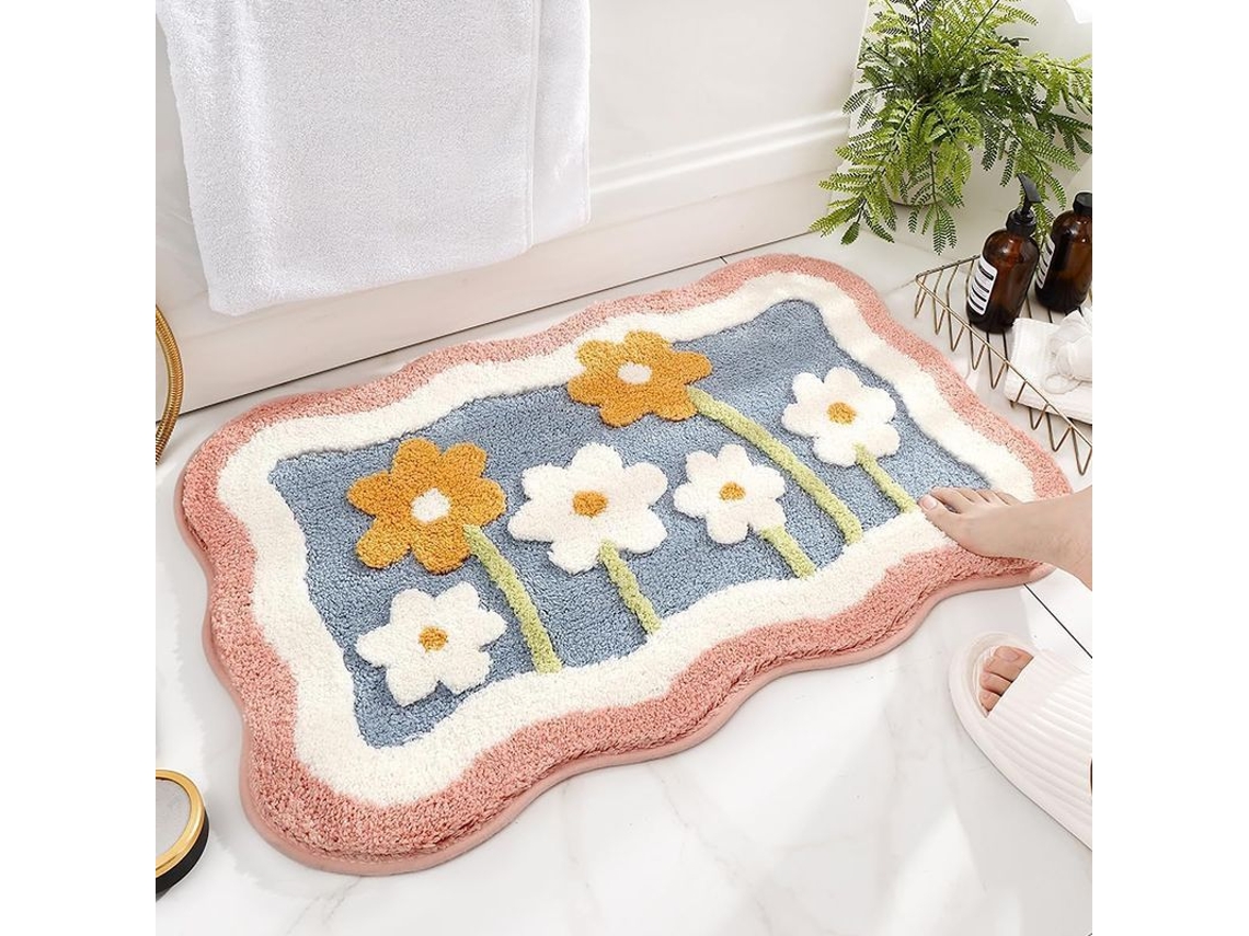 Alfombrilla De Baño Antideslizante, Superabsorbente Y Suave De Microfibra, 79x51 Cm, Azul, Para Baño Y Dormitorio.