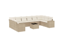 Maison Exclusive - Set De Sofás De Jardín 11pzas Con Cojines Ratán Sintético Beige